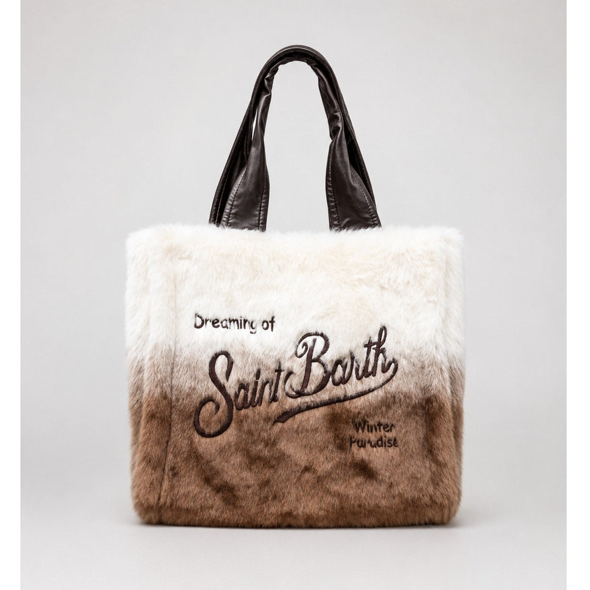 MC2 Saint Barth Bag Brown Gradient Furry Flavea Faux Fur Handbag Top Handle Tote