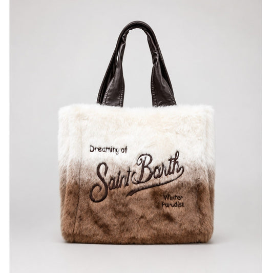 MC2 Saint Barth Bag Brown Gradient Furry Flavea Faux Fur Handbag Top Handle Tote