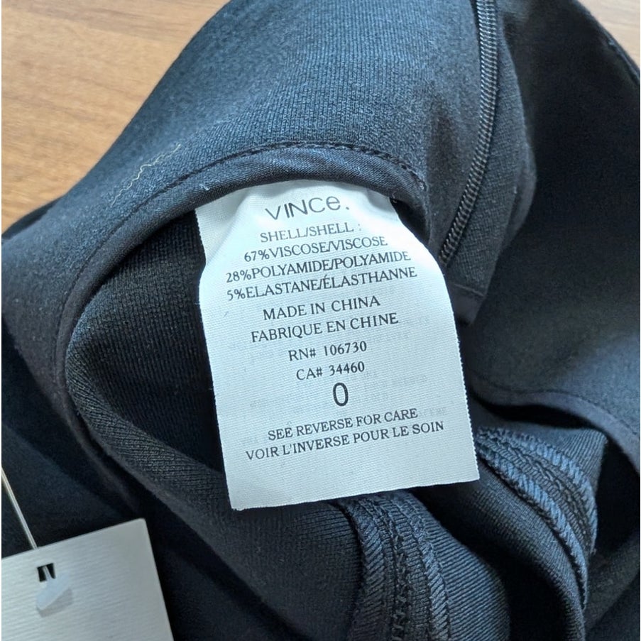 Vince Mini Pencil Skirt Womens 0 Black Paneled Stretch Bodycon $185 NWT