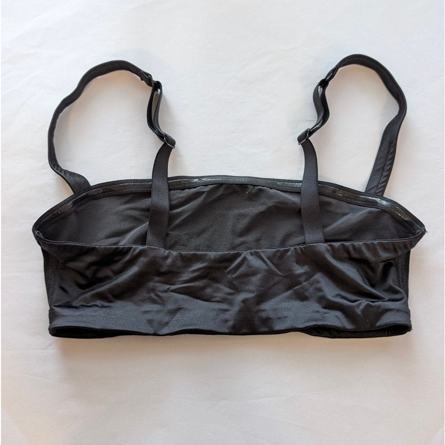 SKIMS Seamless Sculpt Scoop-neck Stretch Satin Black Bra/Bralette, size S