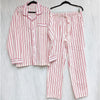 J.Crew Pajama Set in Cotton Poplin Womens M Ivory/Red Stripe Shirt & Pants NWOT