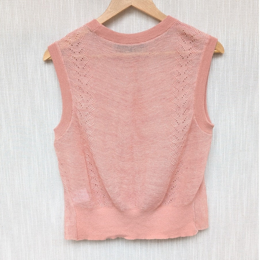 Veronica Beard Jeans Kellen Pink Knotted Linen Blend Tank Sleeveless Top, size L