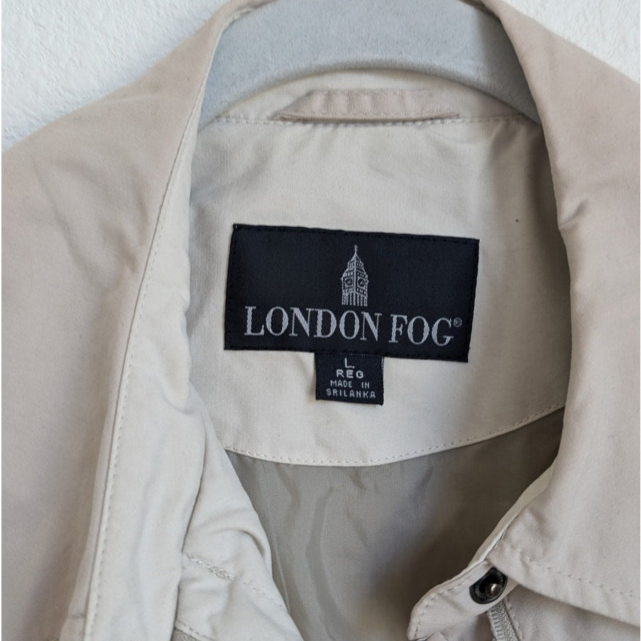 London Fog Women's Limited Beige Cotton Blend Trench Zip Coat Jacket, size L