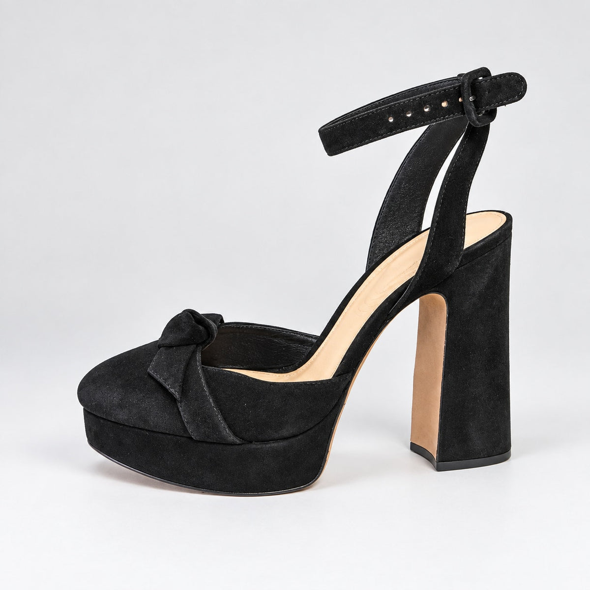 Alexandre Birman Mabeleh Black Suede Bow Platform Sandals EU 38