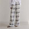 Theory Checked Jacquard Wide-leg Pants Womens M Off-white High-rise Pull On