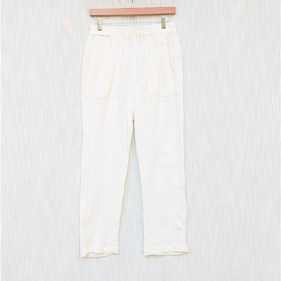 Jonathan Simkhai Swim Pants Women S White Gauze Cotton High-rise Straight Ankle