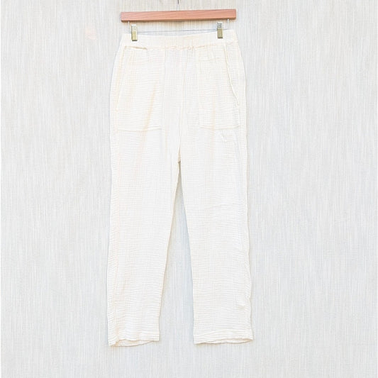 Jonathan Simkhai Swim Pants Women S White Gauze Cotton High-rise Straight Ankle