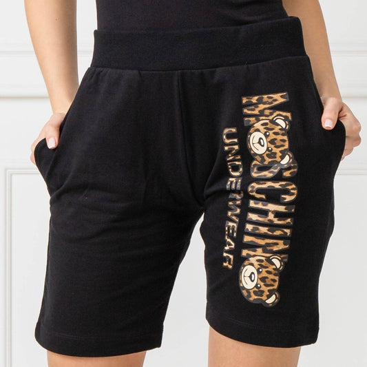 Moschino Underwear Shorts Womens M Black Cotton Logo Slim Fit