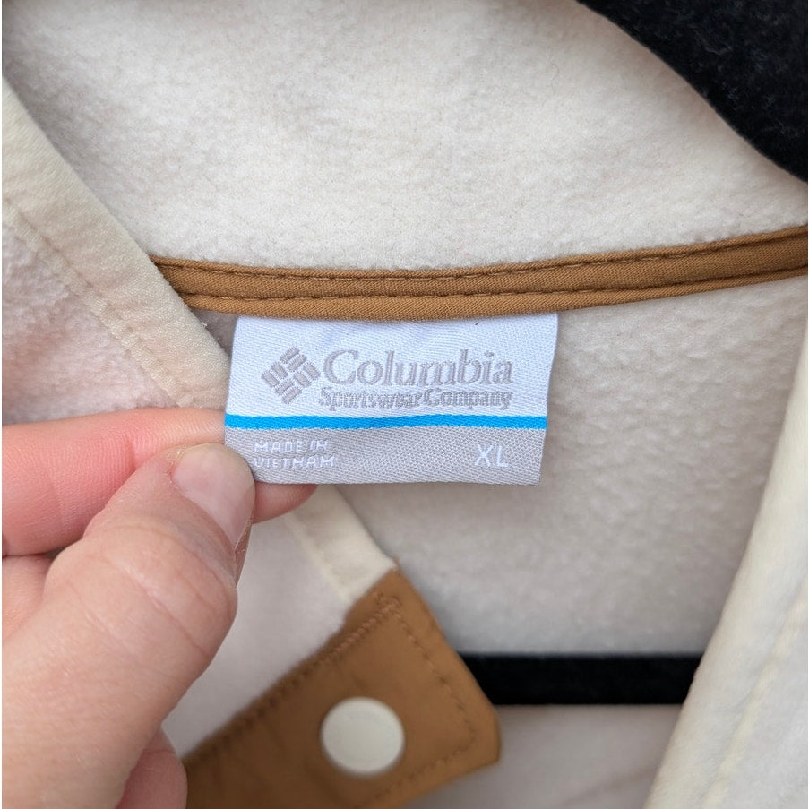 Columbia Benton Springs Half Snap Pullover II in Chalk/Camel Brown, size XL