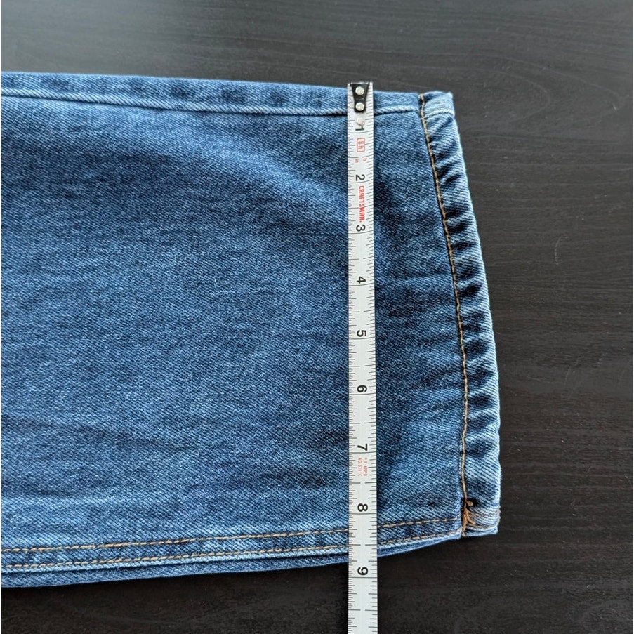 Evermore Jeans Womens S Blue Denim High-rise Wide Leg Straight
