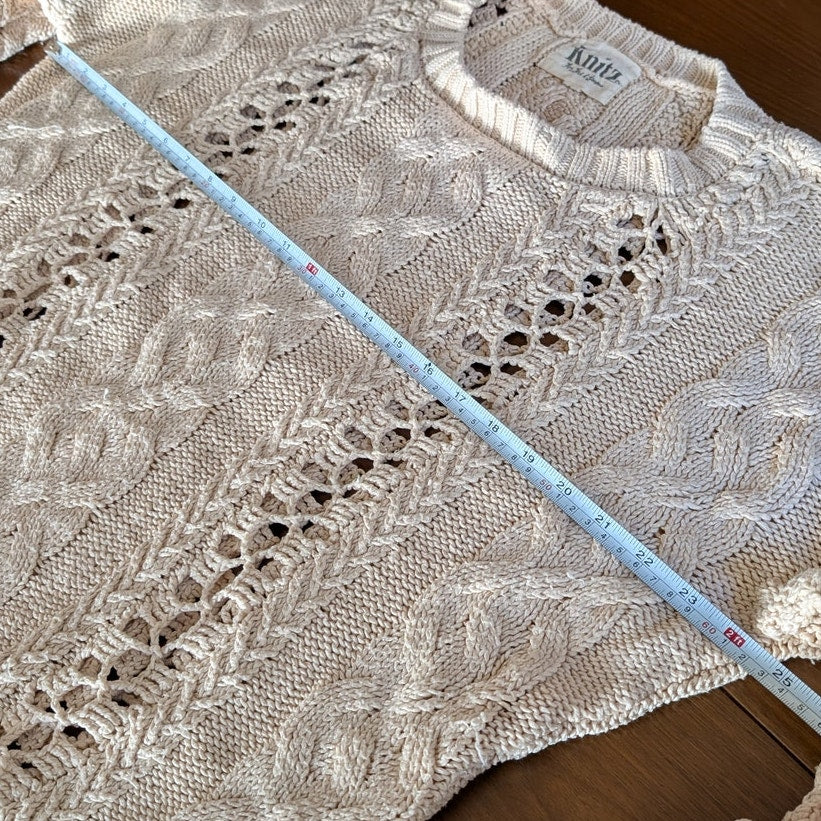 KNITZ For Love & Lemons Wythe Pullover Womens S Natural Oversized Cotton