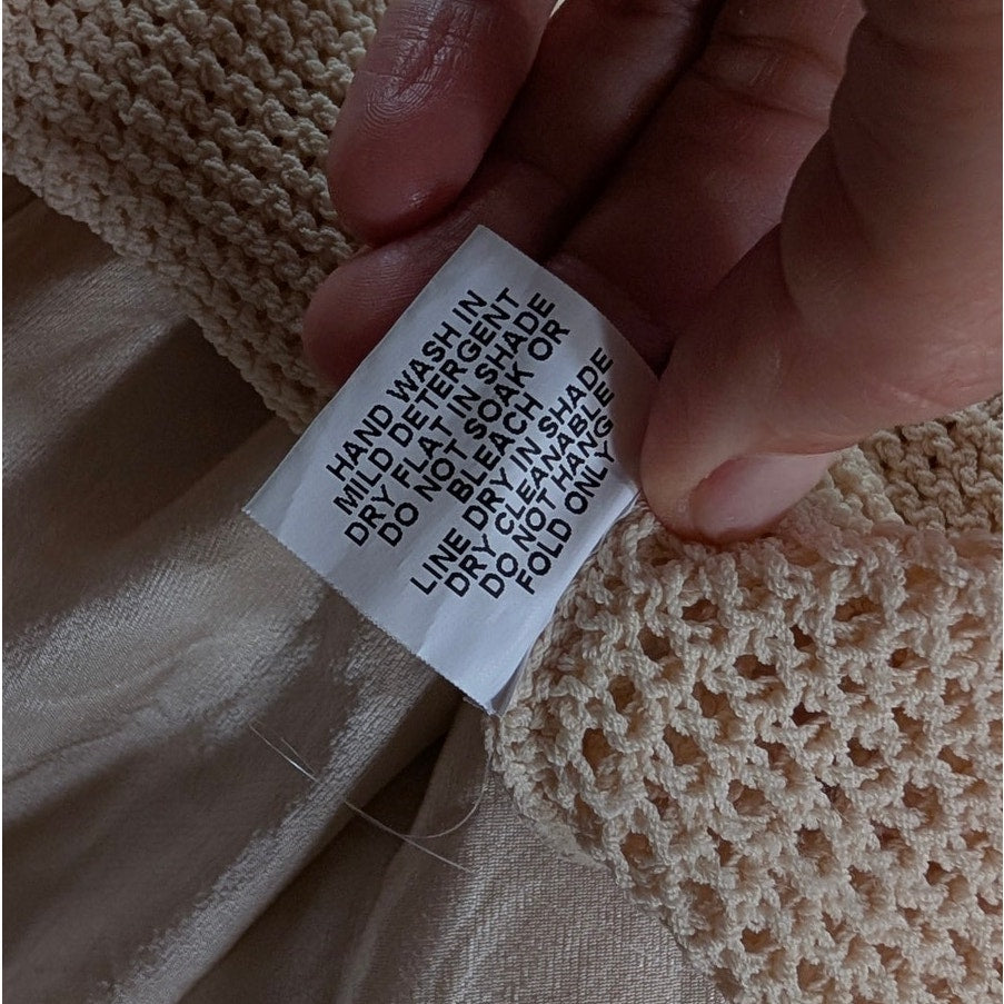 DISSH Ophelia Crochet Maxi Sleeveless Dress in Natural, size L