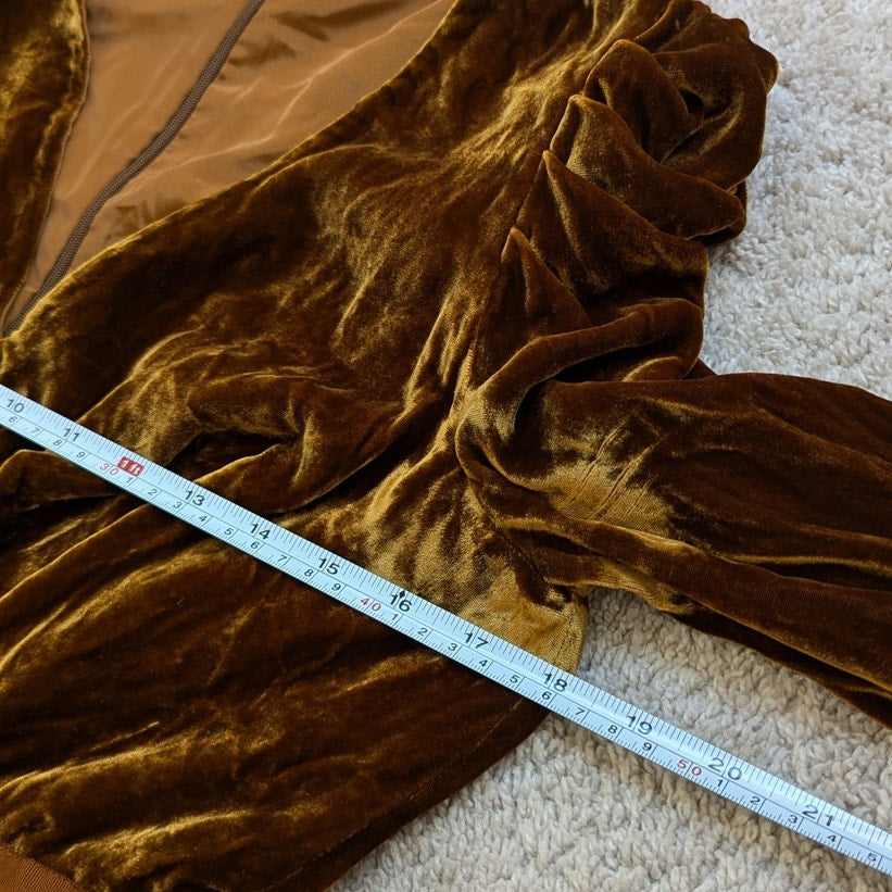 Ulla Johnson Sabine Chic Gold/Yellow Gathered Velvet One Piece Jumpsuit, size 8