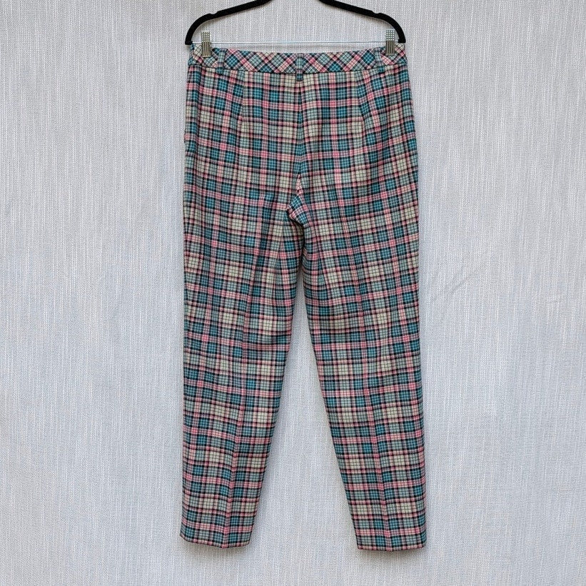 Moschino Boutique Trousers Womens 10 Wool Plaid High-rise Ankle Chino Dress Pant