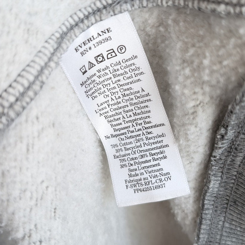 Everlane ReTrack Oversized Crew Neck Cotton/Fleece Sweater Sweatshirt, size L