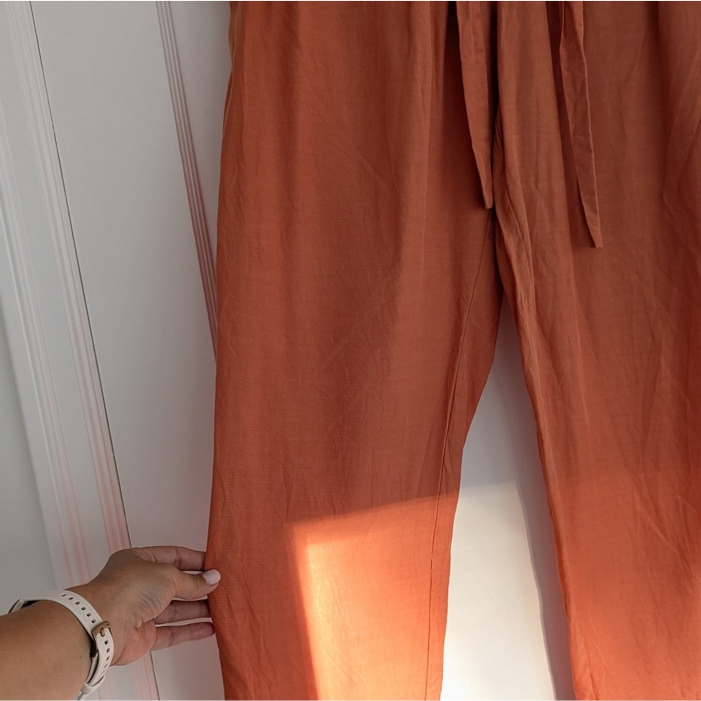 & Other Stories Orange Tapered Lightweight Trousers Pants, Size 12