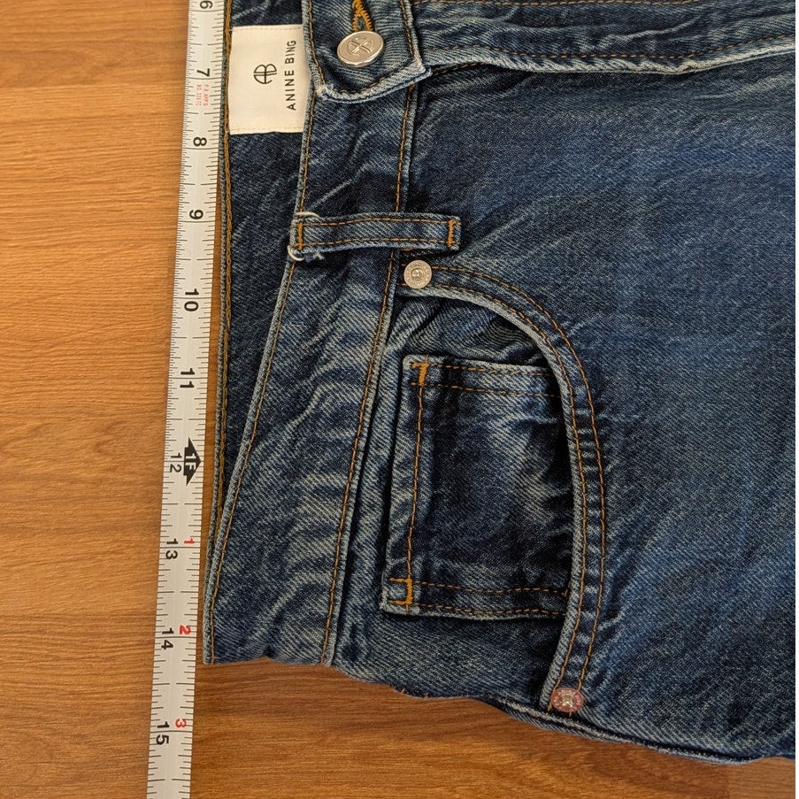 Anine Bing Brie Jeans Womens 27 Blue Denim High-rise Wide Leg