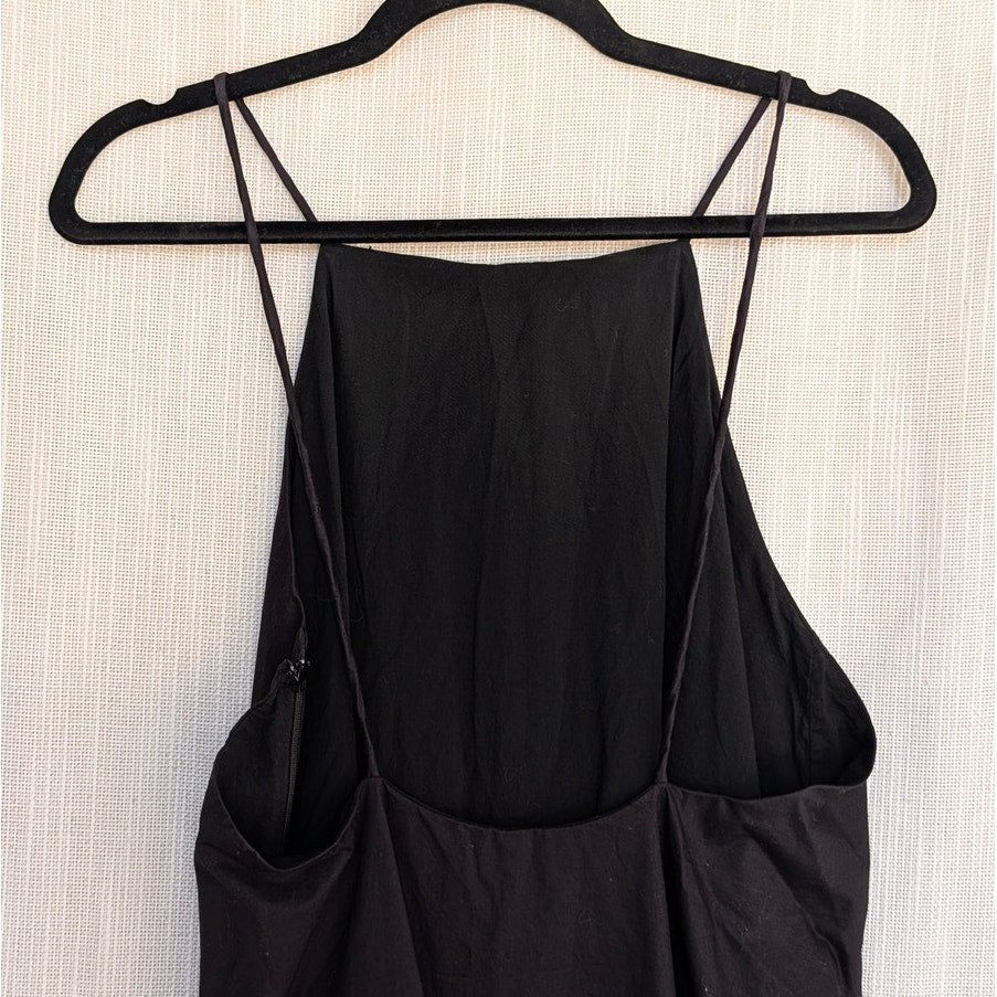 Anine Bing Bree Dress Womens L Black Cotton Sleeveless A-line Midi Maxi Sundress