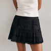 Charo Ruiz Ibiza Hortens Lace Mini Skirt Womens L Black Ruffle A-line Cotton