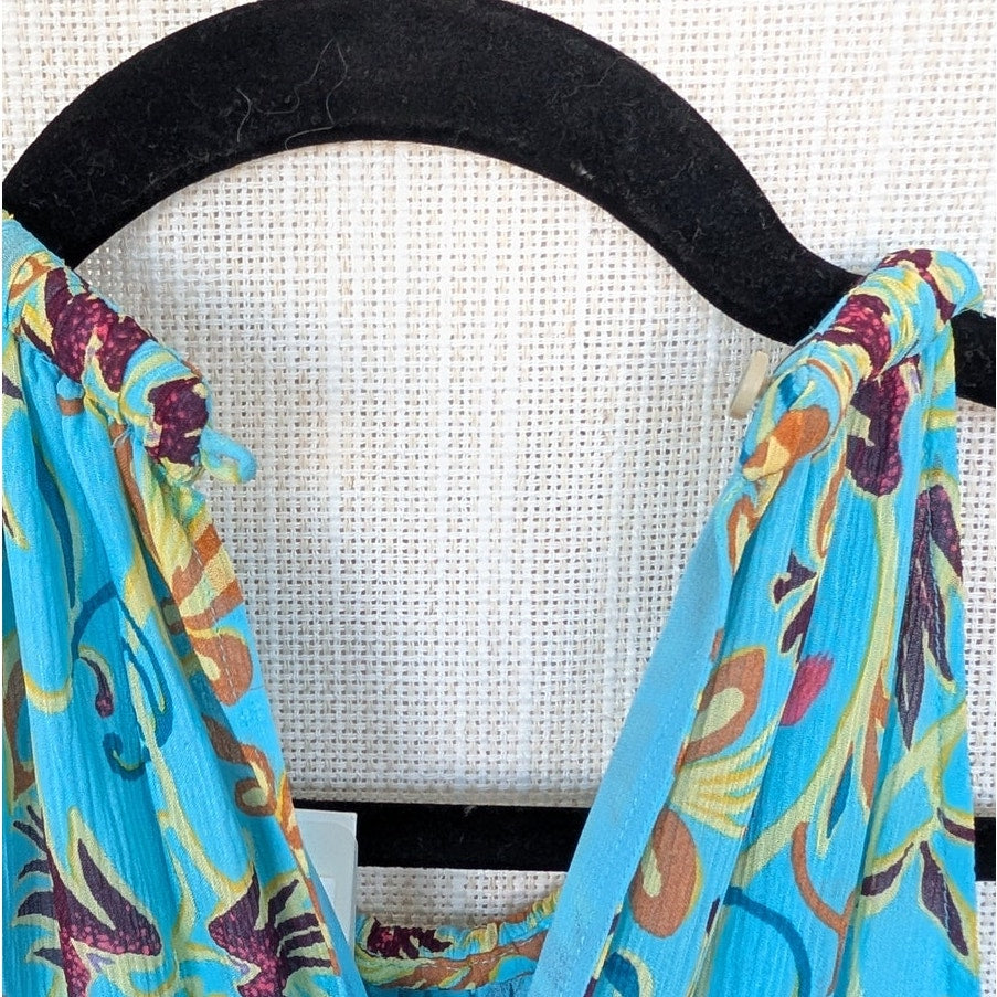 A.L.C Elara Printed High-neck Tiered Midi Dress Womens 10 Multi Floral Silk NWT