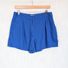 L'agence Linen Blend Mini Shorts with Elegant Drape Womens 10 Blue High Waist