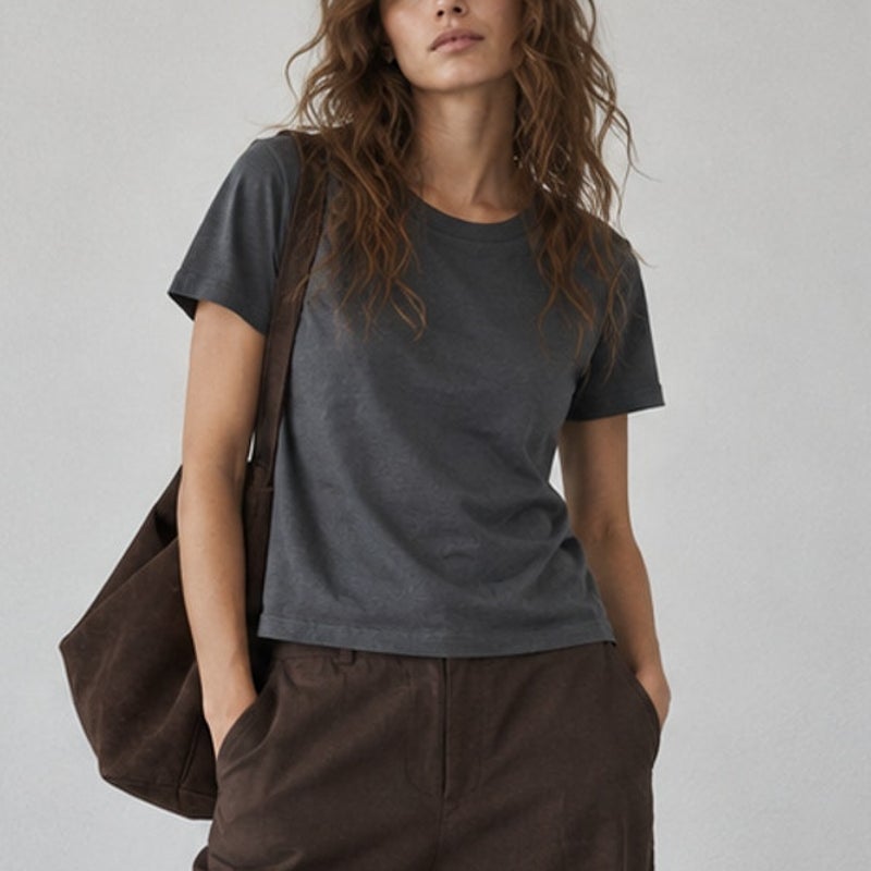 Reformation Organic Cotton Crew Neck T-Shirt Blueish Gray Size M