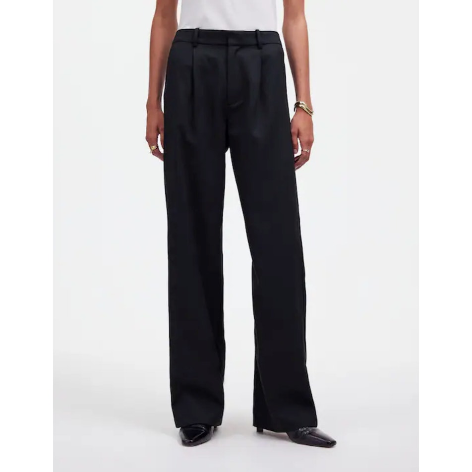NWT Madewell Black Tall Slouchy Straight Pants in Drapey Twill NS449, Size 12
