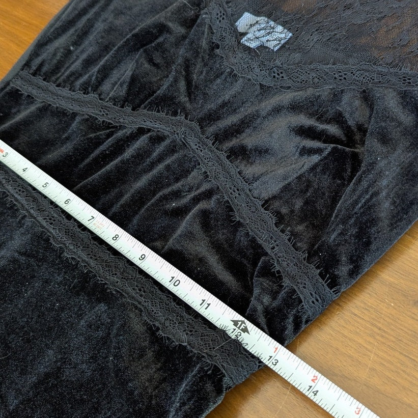 Lost + Wander Black Lace Velvet High Neck Sleeveless Maxi Dress, size S