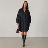 Max Mara Fedora Tasseled Cotton Poplin Shirt Midi Dress Womens 8 Black Relaxed