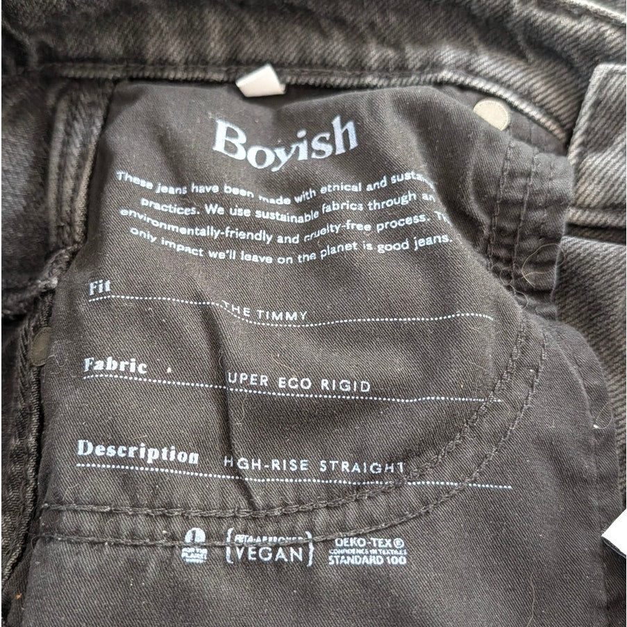 Boyish The Timmy Ultra High-Rise Straight Jeans Womens 29 Black Denim Ankle