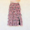 En Saison Lyra Tiered Midi Skirt Womens S Pink Floral Print High-rise Bohemian
