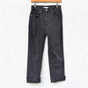 RE/DONE Stove Pipe Black Denim High-rise Raw Hem Cropped Jeans, size 25