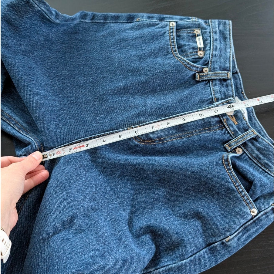 Evermore Jeans Womens S Blue Denim High-rise Wide Leg Straight