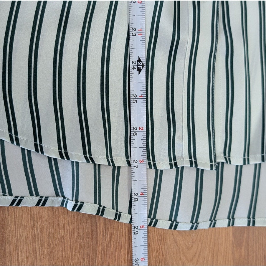 Rails Spencer Silk Blouse Shirt Womens L Green Striped Long Sleeve NWT