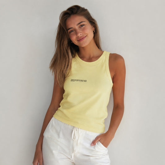 Pangaia Recycled Cotton Tank Top Womens L Yellow Sleeveless Crewneck NWT