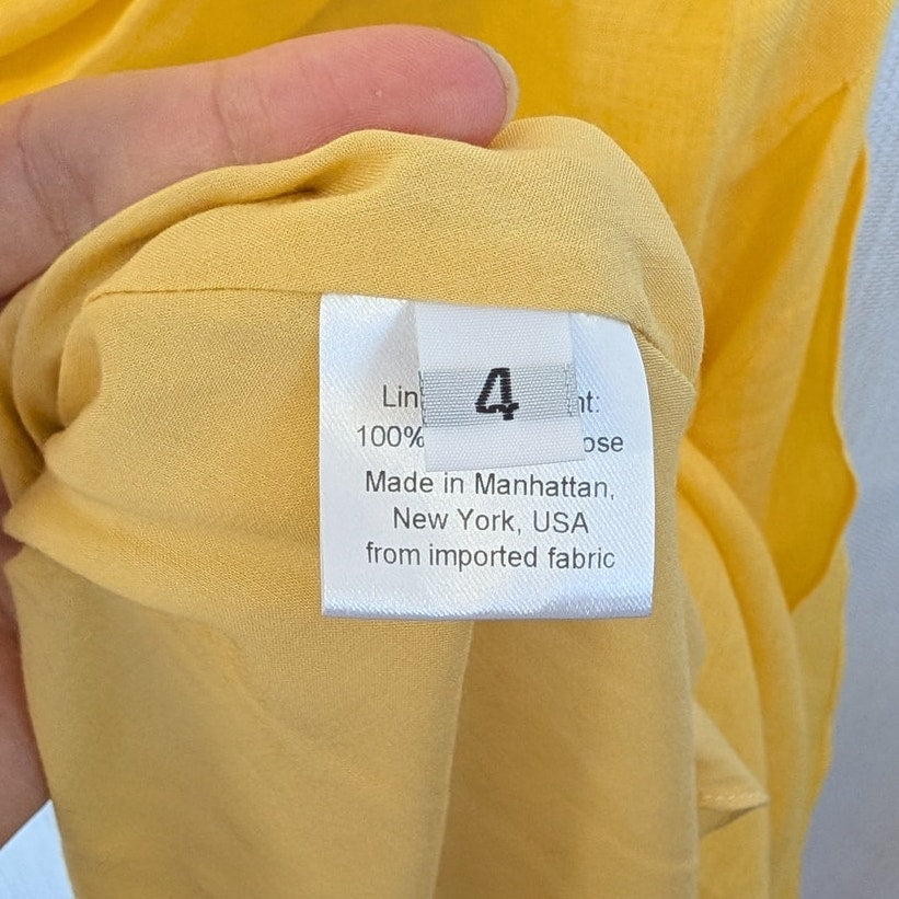 Rachel Comey Tipple Linen Midi Dress Womens 4 Yellow One Shoulder Asymmetric