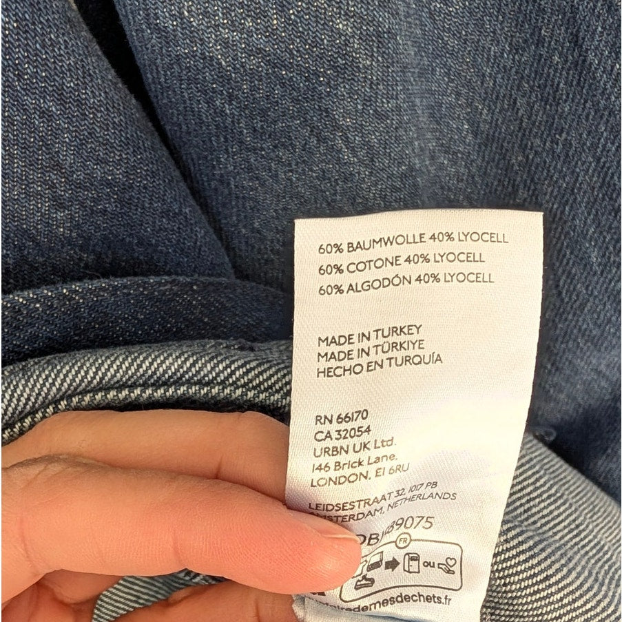 Anthropologie Pleated Denim Shirt Shacket Womens S Blue Long Sleeve Button-up