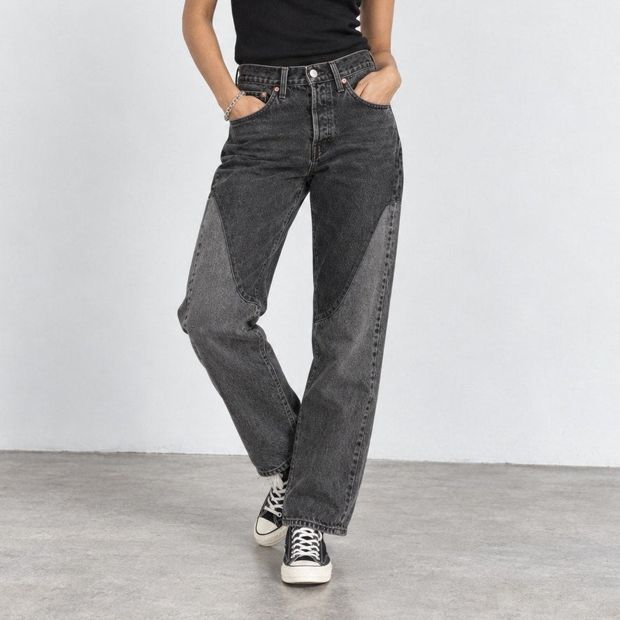 Levi's 501 Original Chaps Two-Tone Black Jeans Women's W28 L30 A7501-0000