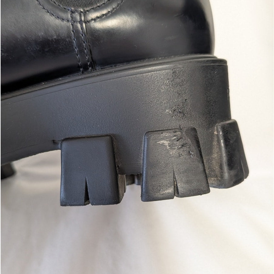 Prada Monolith Chelsea Leather Boots with Chunky Soles Womens EU 37.5/US 7.5