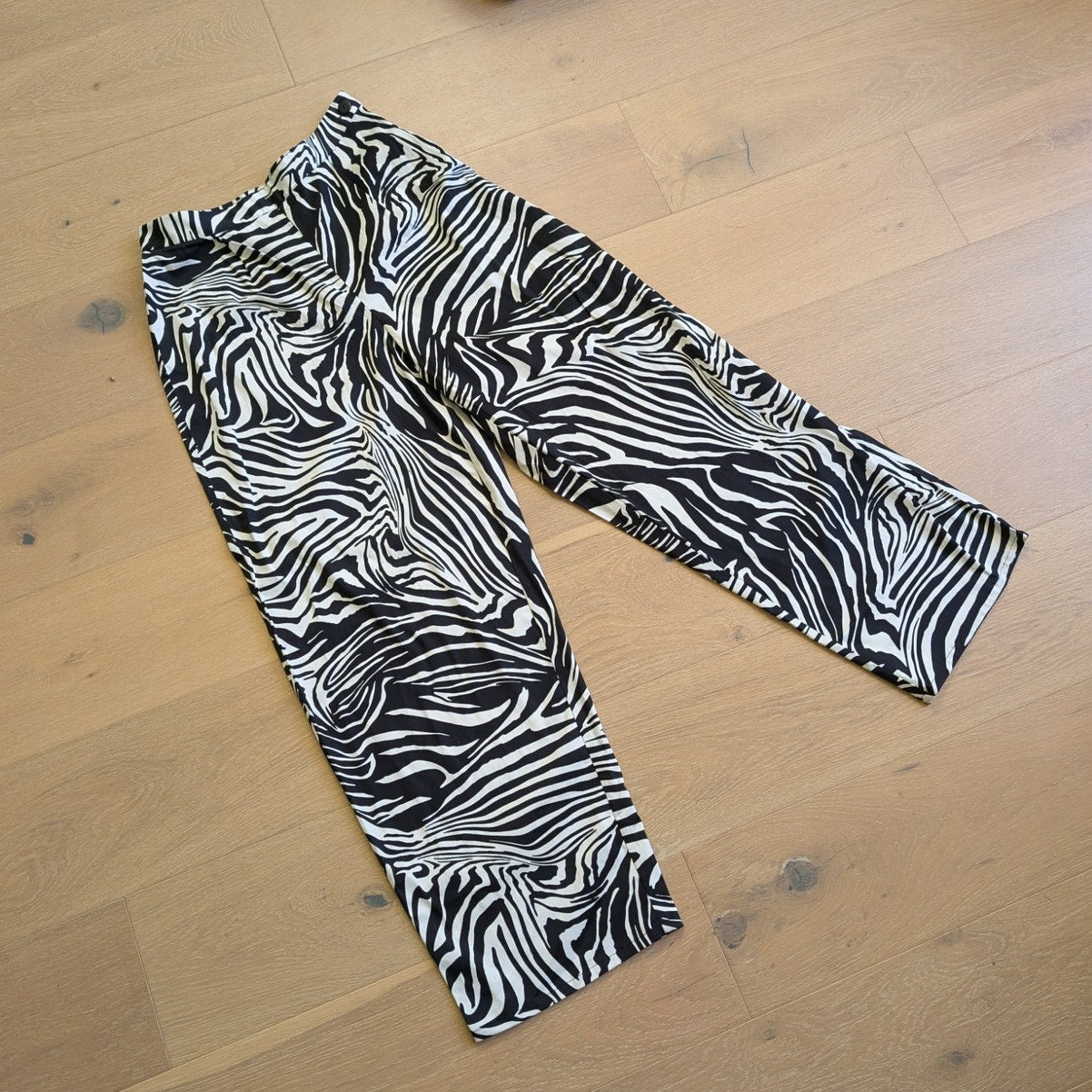 NWT Anthropologie Corey Lynn Black/White Zebra Striped Wide Leg Pants, size M