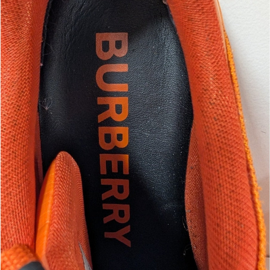 Burberry Nylon & Rubber Arthur Sneakers Womens EU 39.5/US 9.5 Orange Lace-Up Low