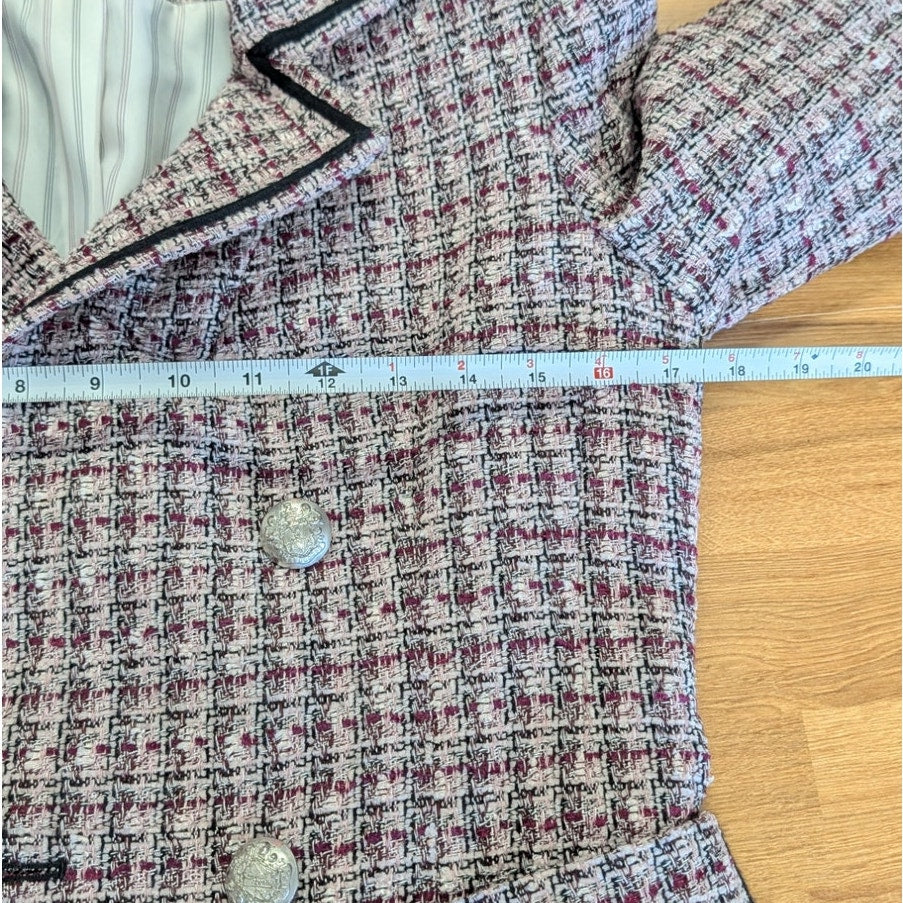 Veronica Beard Theron Tweed Double-breasted Blazer Jacket Womens 4 Pink Purple