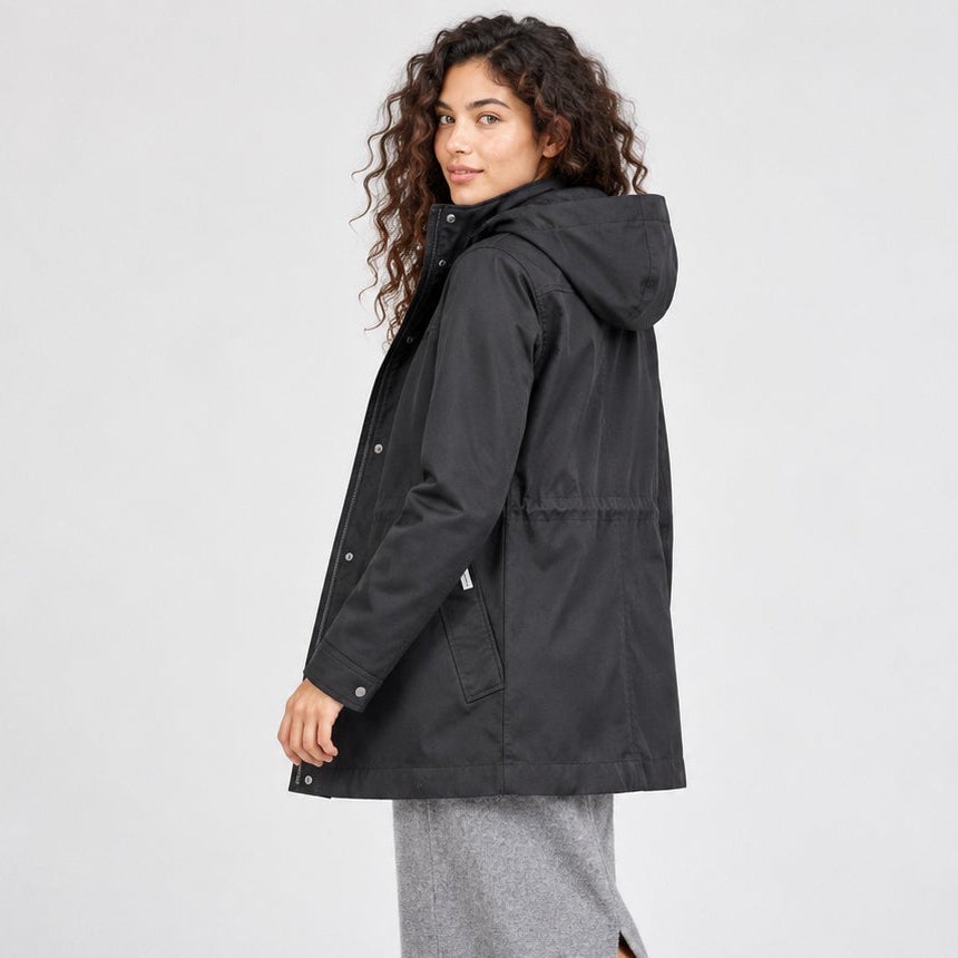 Hunter Hooded Long Sleeve Logo Rain Jacket Parka Black XS