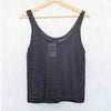 Vince Tank Womens M Black Cotton Knit Crochet Sleeveless Round Neck