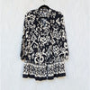 Zara Dress Womens S Black/White Printed Long Sleeve V-neck Relaxed Shirt Mini