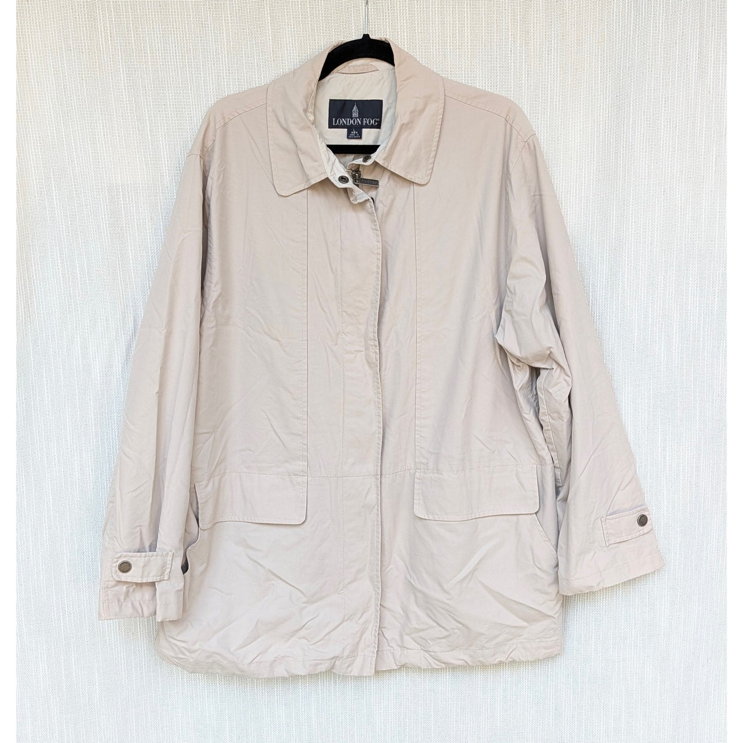 London Fog Women's Limited Beige Cotton Blend Trench Zip Coat Jacket, size L