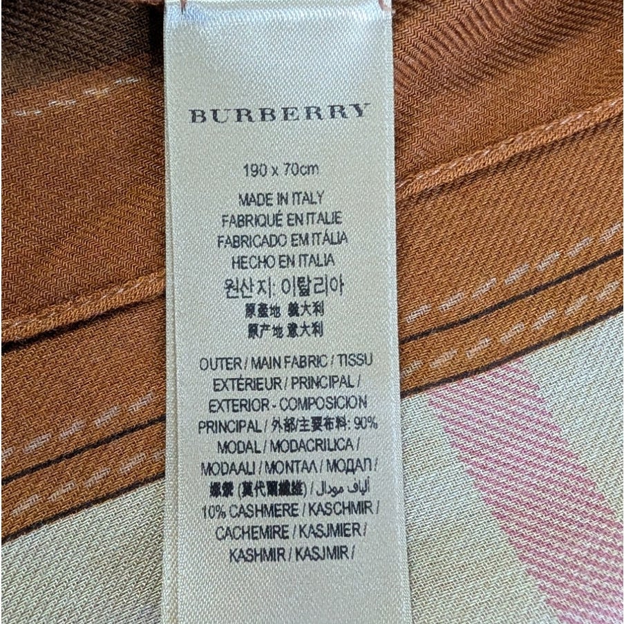 Burberry Brit Sheer Mega Check Cashmere Blend Scarf Brown Beige