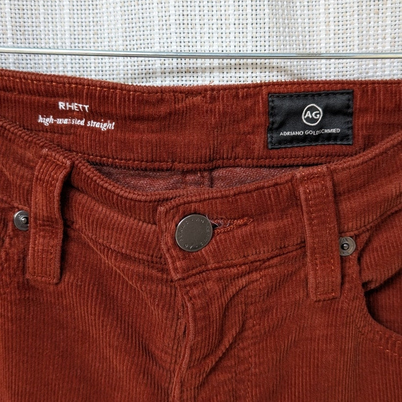 Ag Adriano Goldschmied Rhett Corduroy High Waist Straight Cropped Jeans, size 25