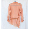 English Factory Shirt Womens S Peach Sheer Button-up Tie Waist Long Sleeve Long