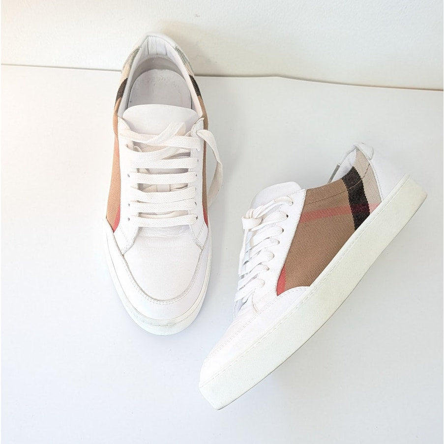 Burberry New Salmond Sneakers Womens EU39.5/US 9.5 House Check Low Top Lace-up